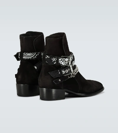 Shop Amiri Bandana Buckle Ankle Boots In Black