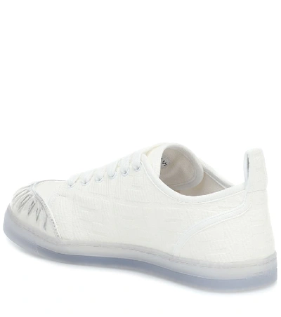 Shop Fendi Promenade Ff Canvas Sneakers In White