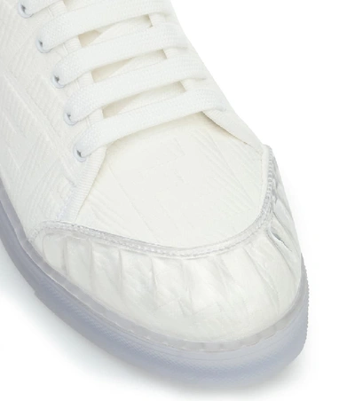 Shop Fendi Promenade Ff Canvas Sneakers In White