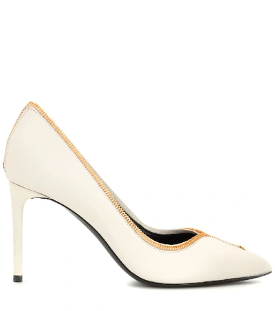 Shop Tom Ford Leather Zip-up Pumps In White