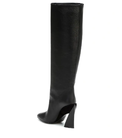 Shop Ferragamo Antea Knee-high Leather Boots In Black
