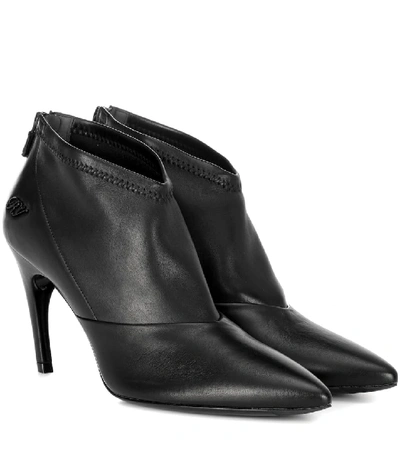 Shop Roger Vivier Choc Real V Leather Ankle Boots In Black