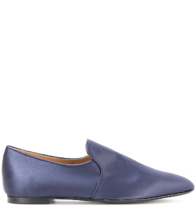 Shop The Row Alys Satin Slippers In Blue