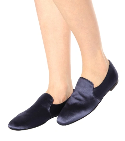 Shop The Row Alys Satin Slippers In Blue