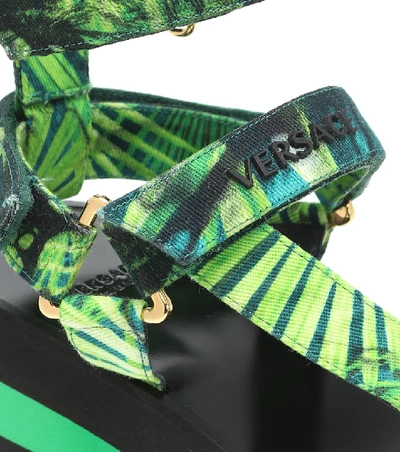 Shop Versace Jungle-print Platform Sandals In Green