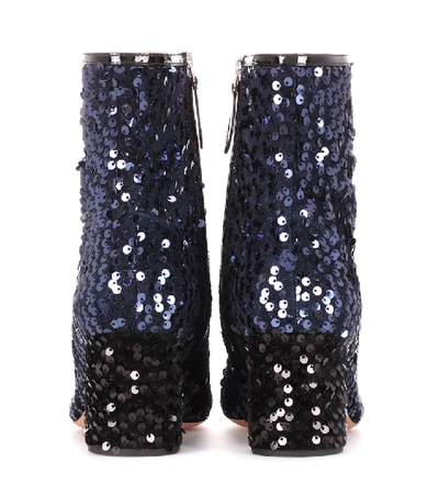 Shop Rochas Sequinned Ankle Boots In Blue