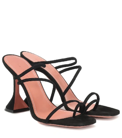 Shop Amina Muaddi Naima Suede Sandals In Black