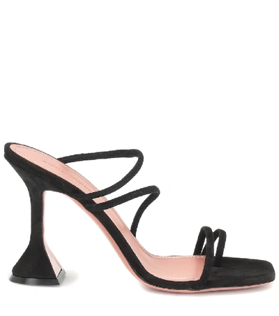 Shop Amina Muaddi Naima Suede Sandals In Black