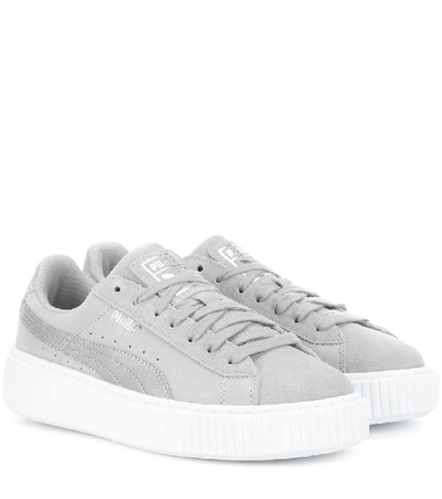 Shop Puma Platform Safari Suede Sneakers In Grey