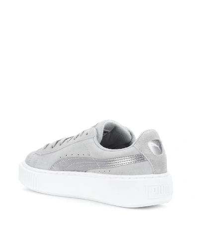 Shop Puma Platform Safari Suede Sneakers In Grey