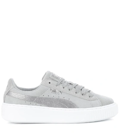 Shop Puma Platform Safari Suede Sneakers In Grey