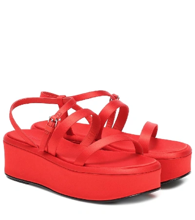 Shop The Row Wedge Satin Platform Sandals In Red