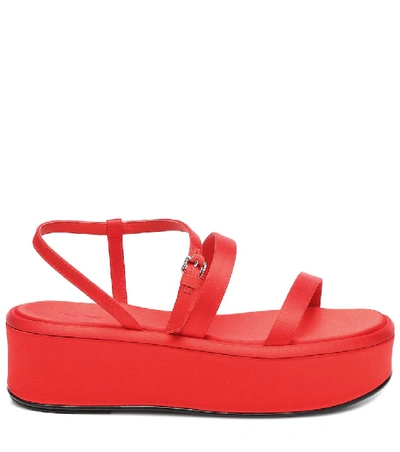 Shop The Row Wedge Satin Platform Sandals In Red