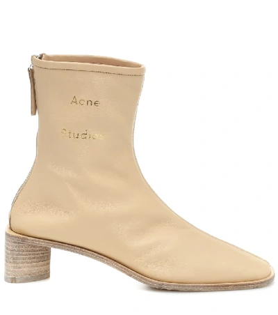 Shop Acne Studios Leather Ankle Boots In Beige