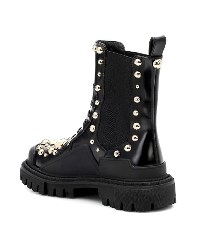 Shop Dolce & Gabbana Studded Leather Ankle Boots In Black