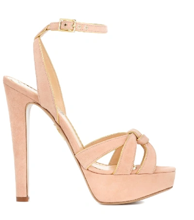 Shop Charlotte Olympia It Girl Suede Plateau Sandals In Pink