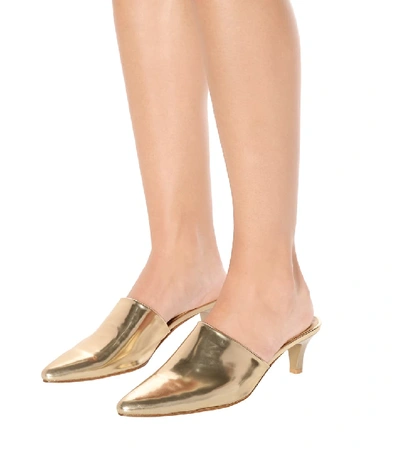 Shop Maryam Nassir Zadeh Andrea Leather Mules In Gold