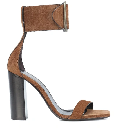 Shop Saint Laurent Loulou Suede Sandals In Brown