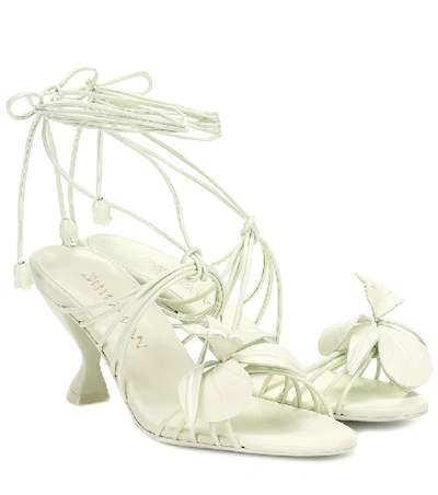 Shop Zimmermann Orchid Leather Sandals In Green