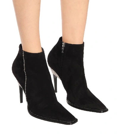 Shop Jimmy Choo Brecken 100 Embellished Suede Ankle Boots In Black