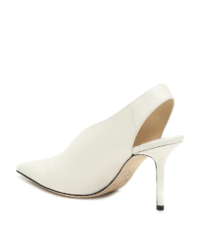 Shop Jimmy Choo Saise 85 Leather Slingback Pumps In White