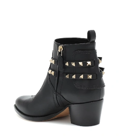 Shop Valentino Leather Ankle Boots In Black