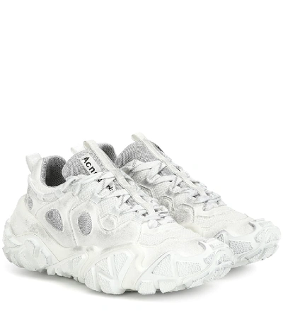 Acne Studios Faux Suede And Mesh Sneakers In White/white | ModeSens