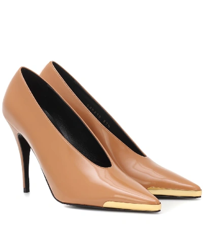 Shop Stella Mccartney Faux Patent Leather Pumps In Brown