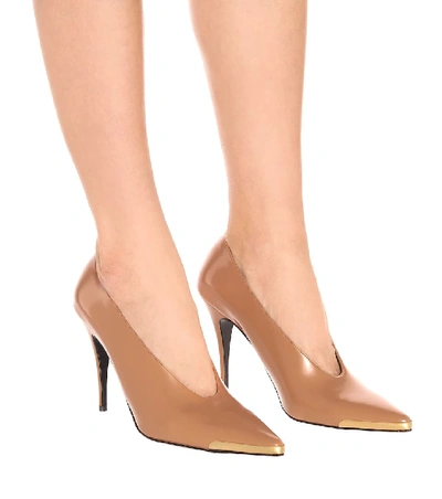 Shop Stella Mccartney Faux Patent Leather Pumps In Brown