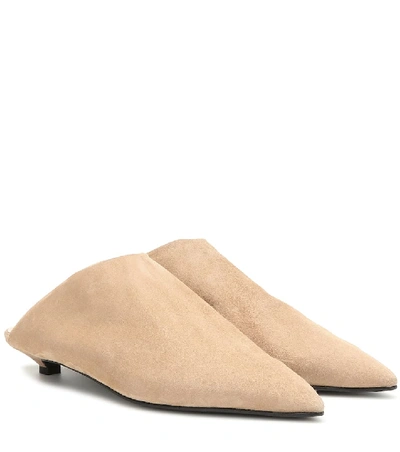 Shop Acne Studios Brion Shearling-lined Suede Slippers In Beige