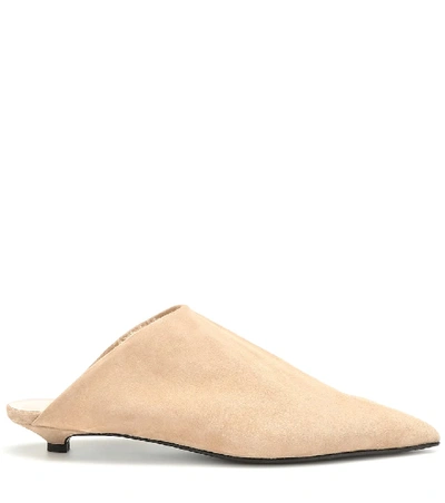 Shop Acne Studios Brion Shearling-lined Suede Slippers In Beige