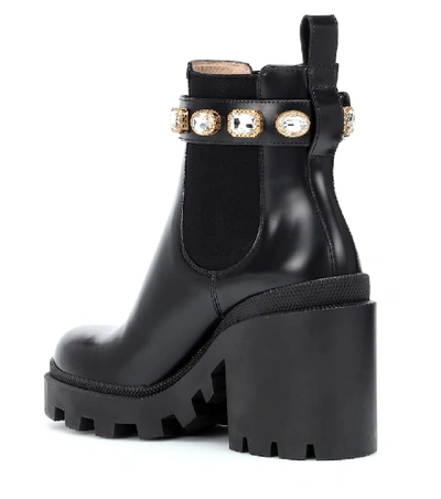 Shop Gucci Trip Leather Ankle Boots In Black