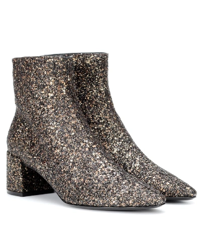 Shop Saint Laurent Loulou 50 Glitter Ankle Boots In Gold