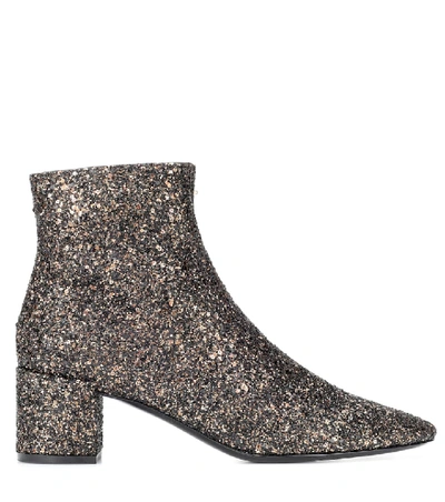 Shop Saint Laurent Loulou 50 Glitter Ankle Boots In Gold