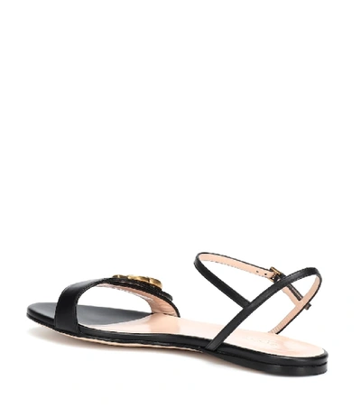 Shop Gucci Marmont Leather Sandals In Black
