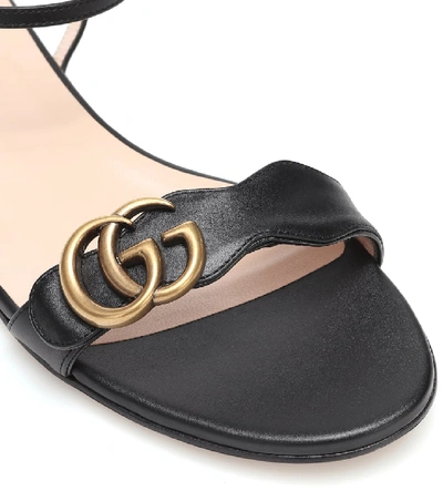 Shop Gucci Marmont Leather Sandals In Black