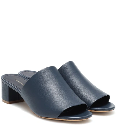 Shop Mansur Gavriel Leather Sandals In Blue