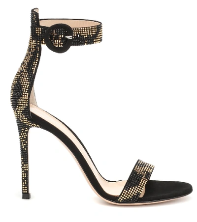 Shop Gianvito Rossi Ronnie Embellished Sandals In Black