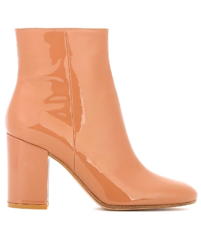 Shop Gianvito Rossi Exclusive To Mytheresa.com - Rolling 85 Patent Leather Ankle Boots In Beige