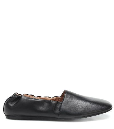 Shop Marni Leather Ballet Flats In Black