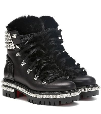 Shop Christian Louboutin Yeti Donna Leather Ankle Boots In Black