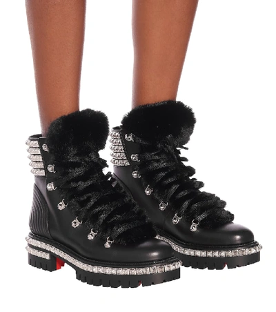 Shop Christian Louboutin Yeti Donna Leather Ankle Boots In Black