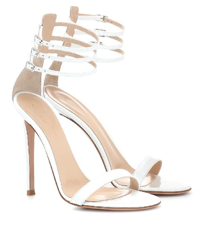 Shop Gianvito Rossi Lacey 110 Patent Leather Sandals In White