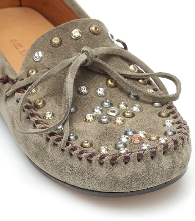 Shop Isabel Marant Foggia Embellished Suede Moccasins In Brown