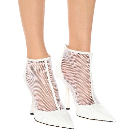 Shop Jimmy Choo Kix 100 Leather And Mesh Ankle Boots In White