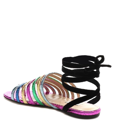 Shop Attico Metallic Leather Sandals In Multicoloured