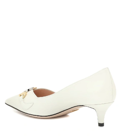 Shop Gucci Zumi Leather Pumps In White