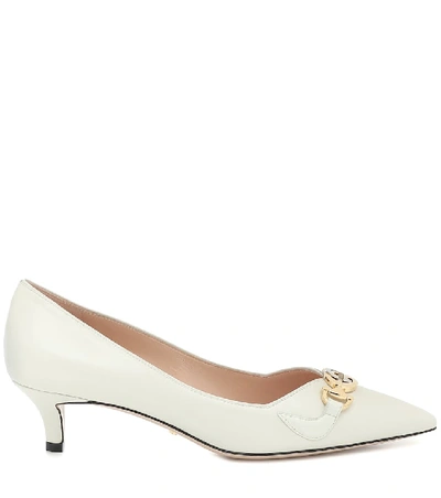 Shop Gucci Zumi Leather Pumps In White