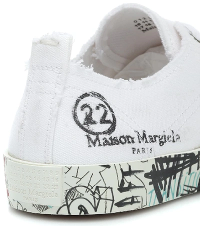 Shop Maison Margiela Classic Logo Canvas Sneakers In White