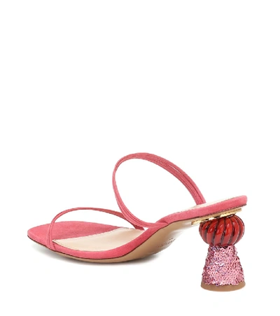 Shop Jacquemus Les Mules Vallena Suede Sandals In Pink